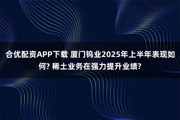 合优配资APP下载 厦门钨业2025年上半年表现如何? 稀土业务在强力提升业绩?