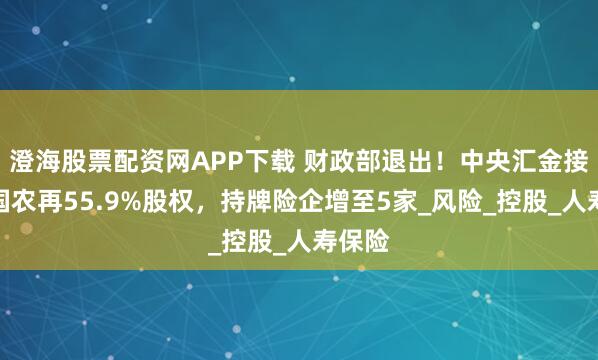 澄海股票配资网APP下载 财政部退出！中央汇金接手中国农再55.9%股权，持牌险企增至5家_风险_控股_人寿保险